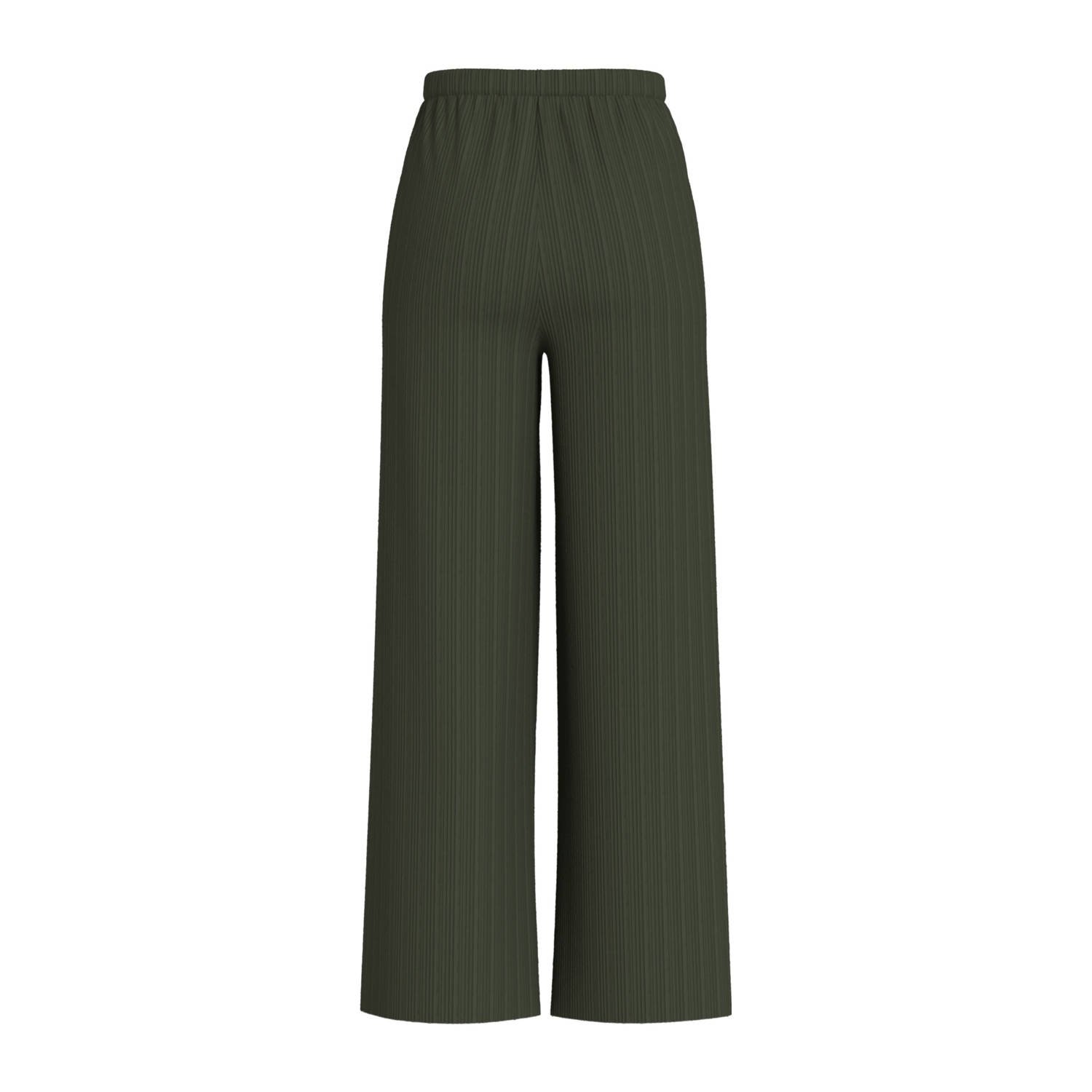 VILA regular high waist casual broek donkergroen