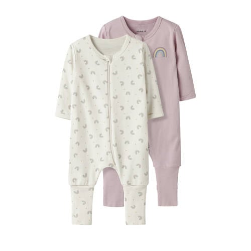 NAME IT BABY pyjama NBFNIGHTSUIT - set van 2 ecru/lila afbeelding