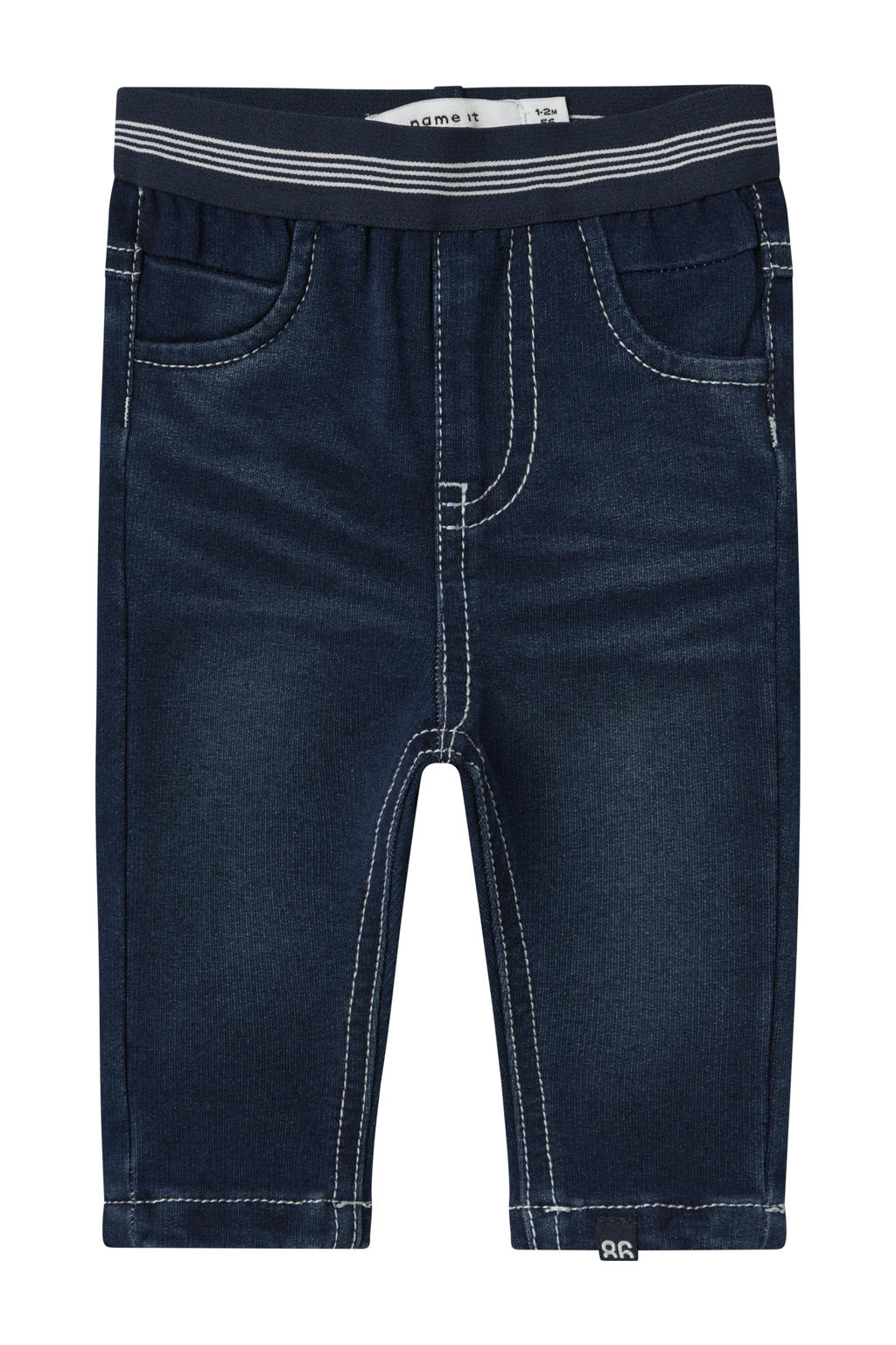 Dark blue denim jongens NAME IT BABY slim fit jeans dark blue van katoen met effen