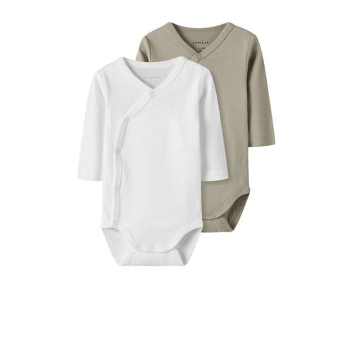 NAME IT BABY romper - set van 2 wit/beige afbeelding
