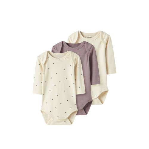 NAME IT BABY romper - set van 3 mauve/ecru afbeelding