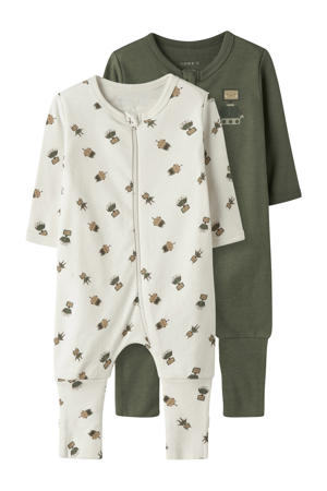 pyjama NBMNIGHTSUIT - beige/groen (set van 2)