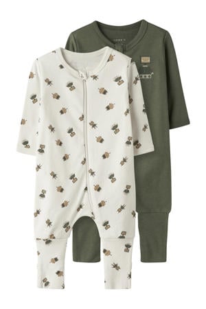 pyjama NBMNIGHTSUIT - beige/groen (set van 2)