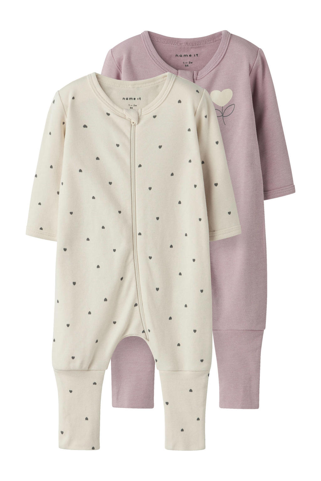 NAME IT BABY pyjama NBFNIGHTSUIT - ecru/lila (set van 2)