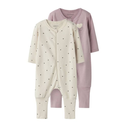 NAME IT BABY pyjama NBFNIGHTSUIT - set van 2 ecru/lila afbeelding