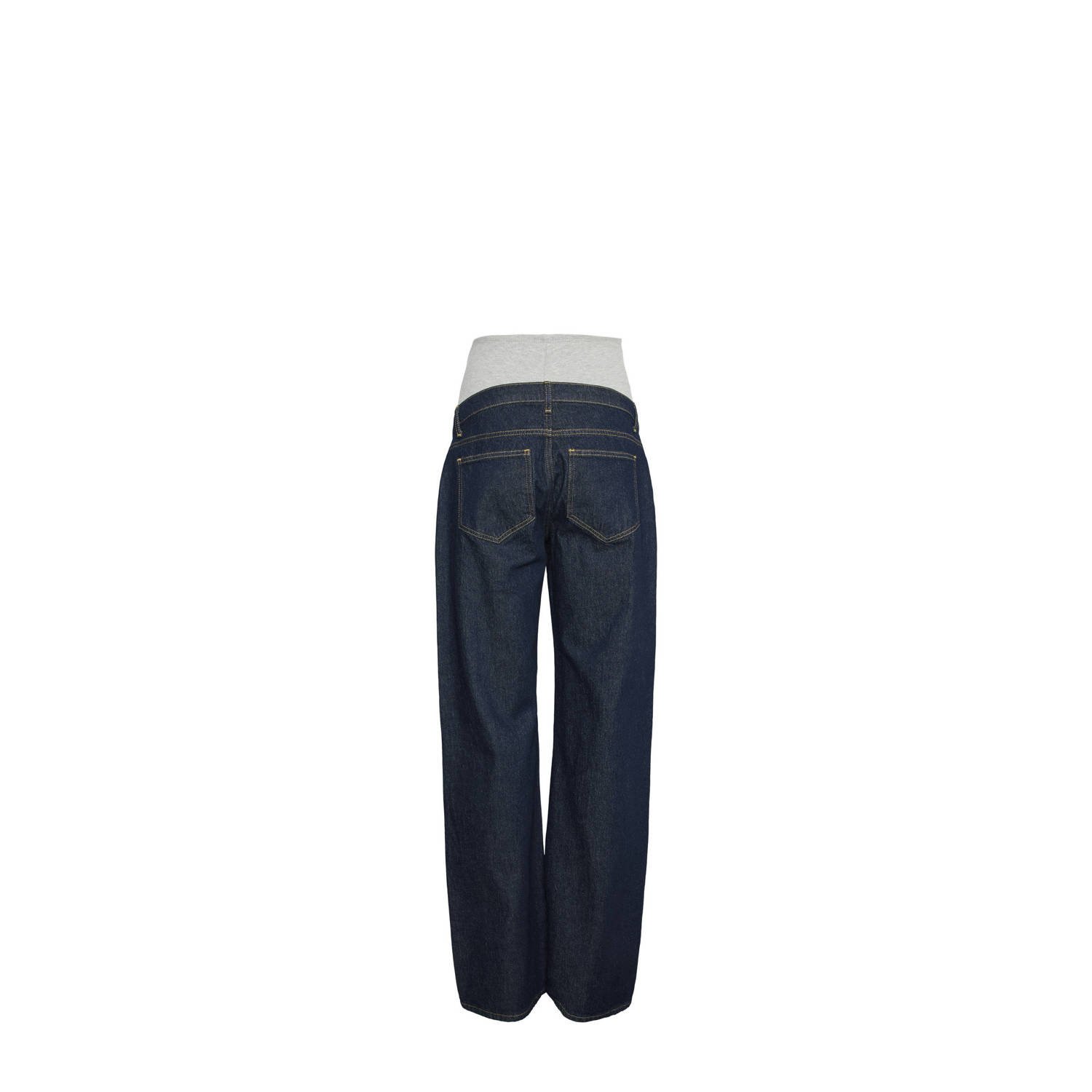 MAMALICIOUS high waist zwangerschapskleding wide leg jeans dark blue denim