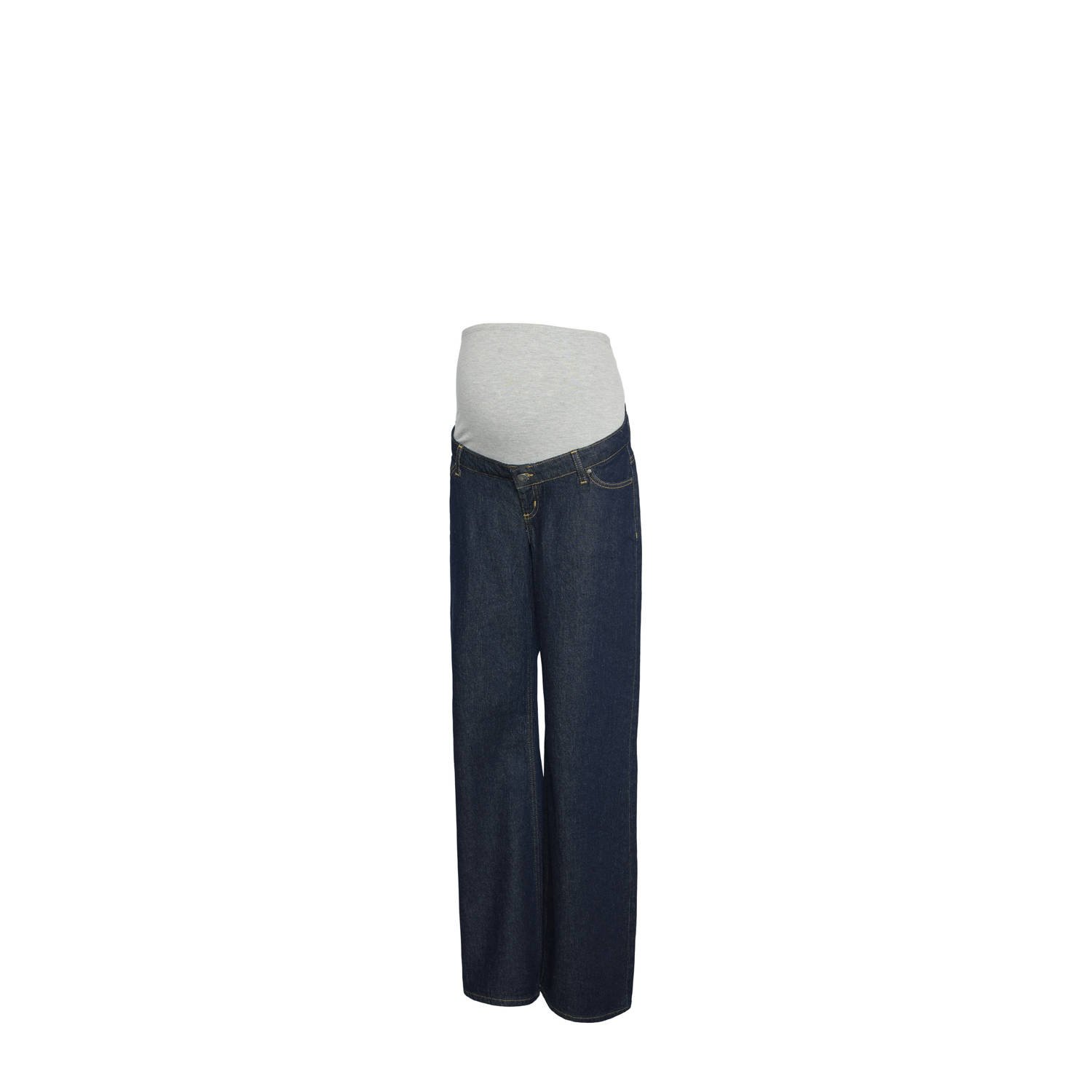 MAMALICIOUS high waist zwangerschapskleding wide leg jeans dark blue denim
