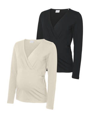 zwangerschaps- voedings longsleeve MLKERRIE - set van 2 offwhite/zwart