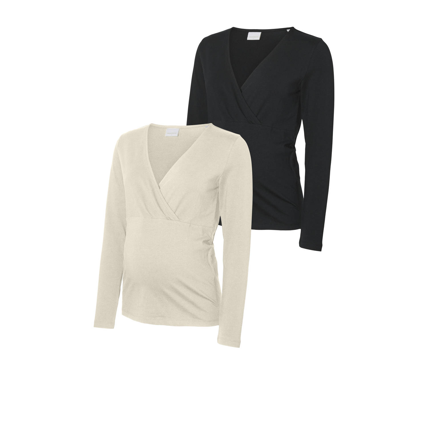 MAMALICIOUS zwangerschaps- voedings longsleeve MLKERRIE set van 2 offwhite zwart