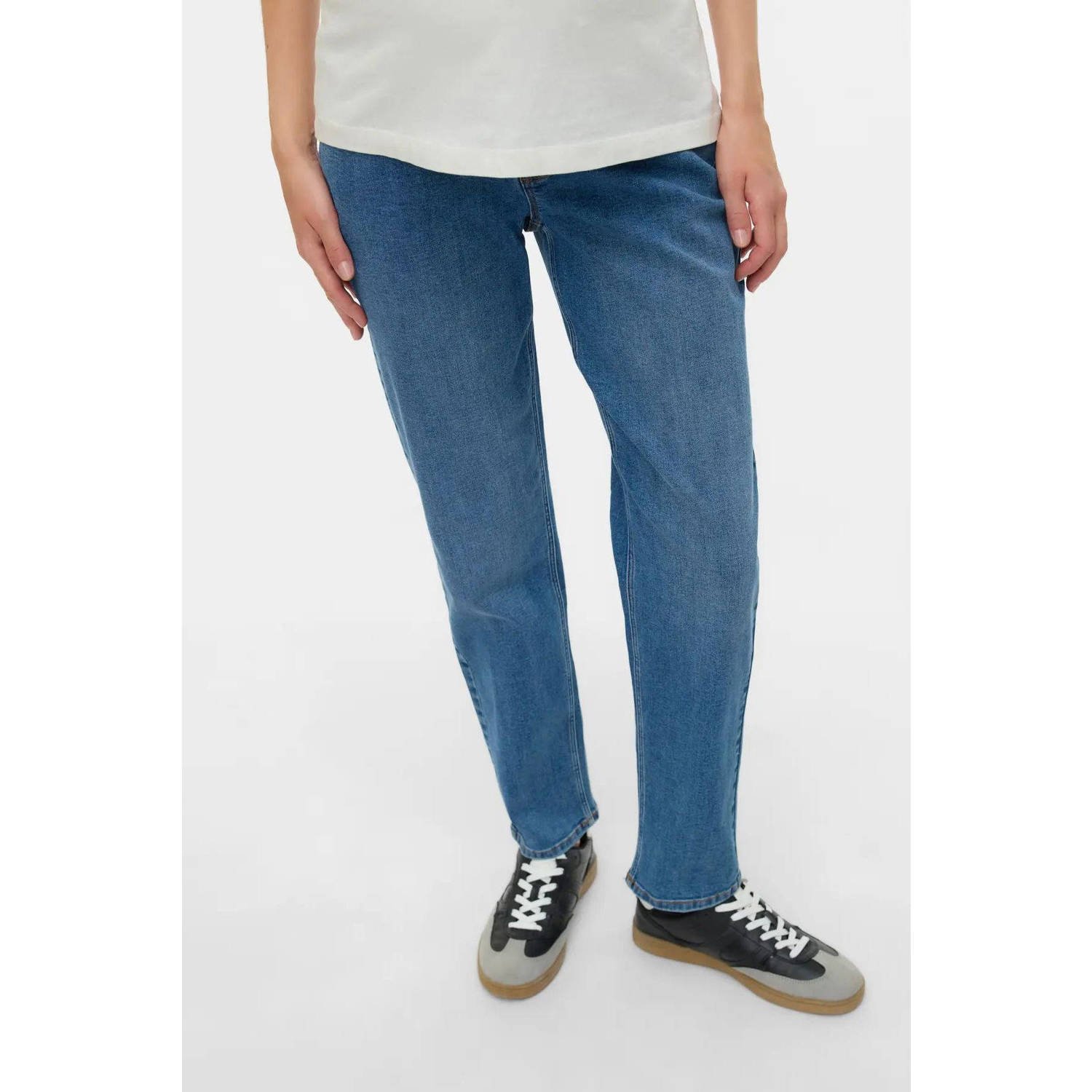 MAMALICIOUS high waist zwangerschapskleding slim fit jeans medium blue denim