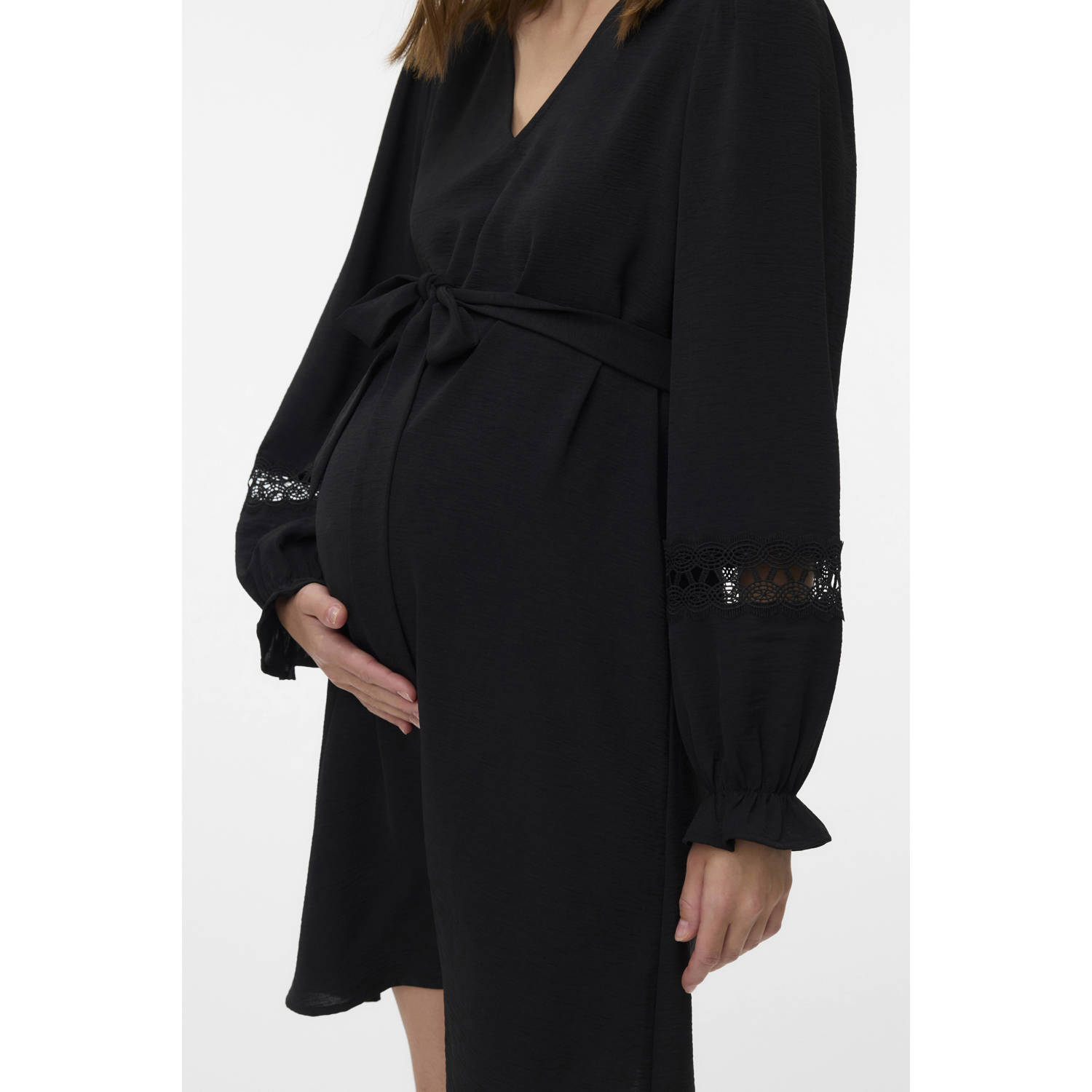 VERO MODA MATERNITY zwangerschaps midi jurk zwart
