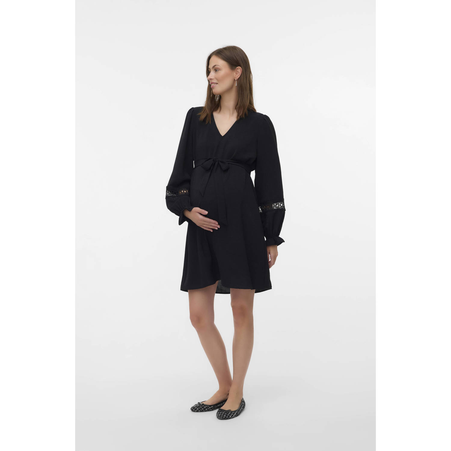 VERO MODA MATERNITY zwangerschaps midi jurk zwart