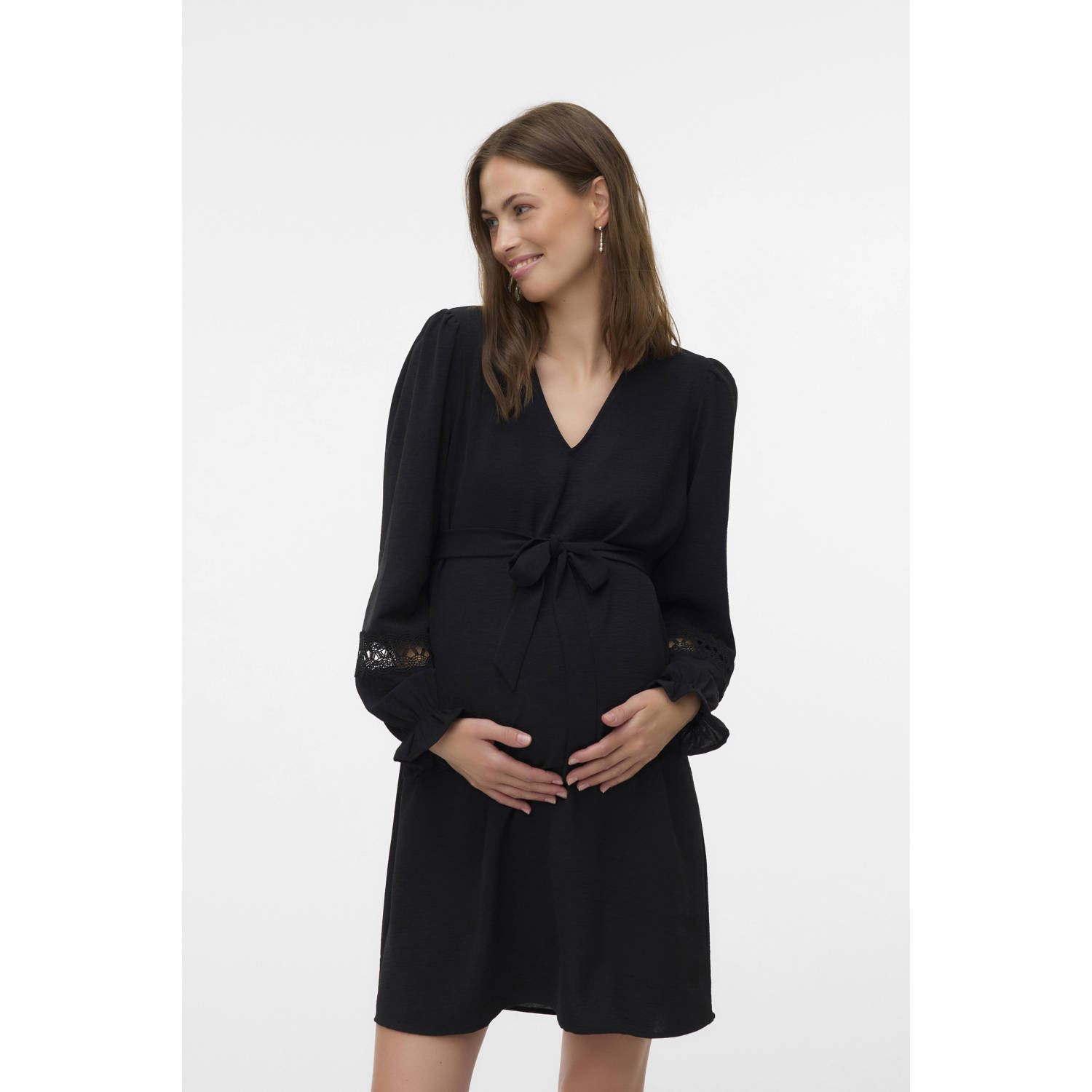VERO MODA MATERNITY zwangerschaps midi jurk zwart