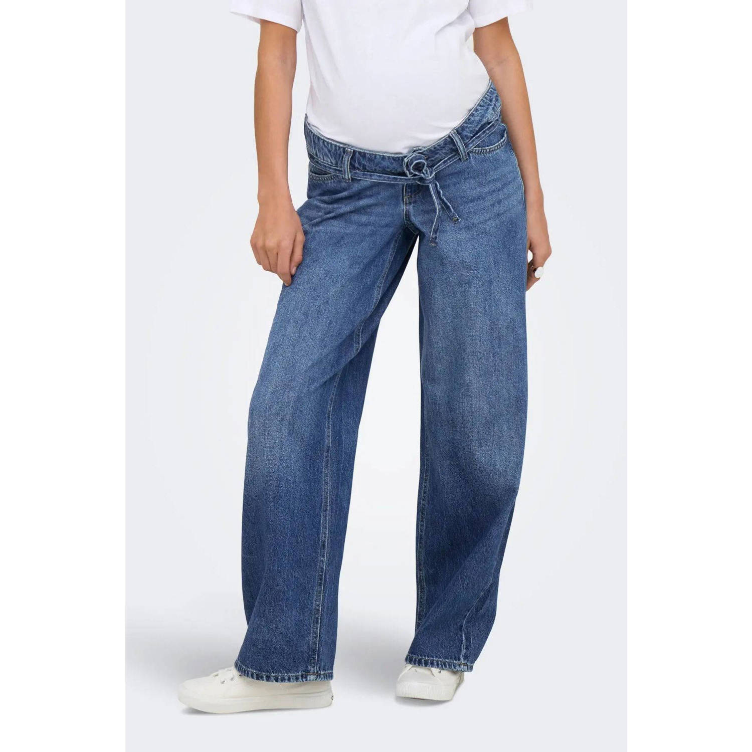 ONLY MATERNITY high waist zwangerschapskleding straight leg jeans medium blue denim