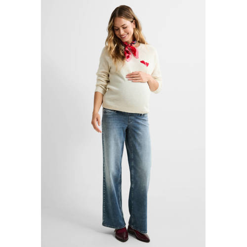 ONLY MATERNITY high waist zwangerschapskleding wide leg jeans medium blue denim afbeelding