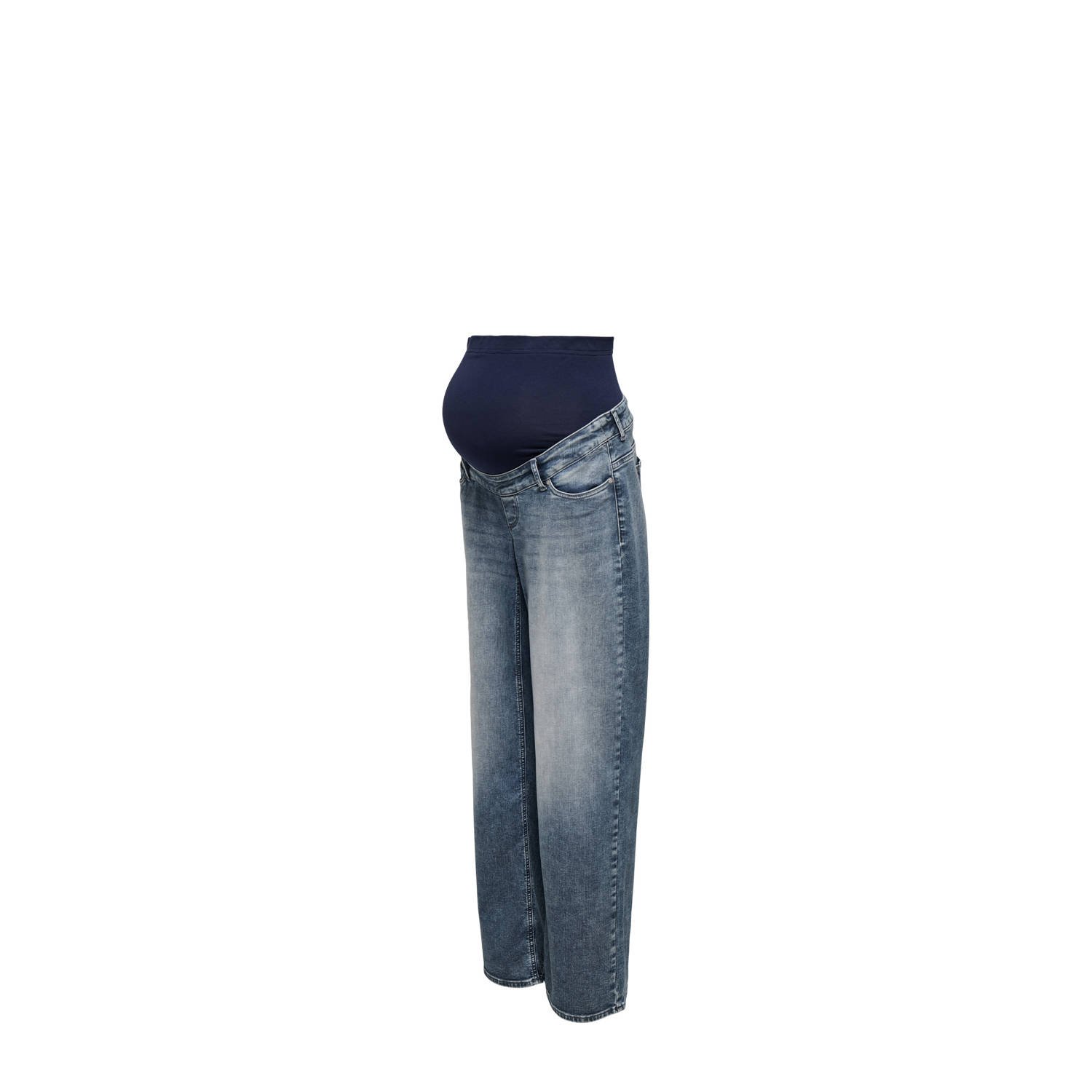 ONLY MATERNITY high waist zwangerschapskleding wide leg jeans medium blue denim
