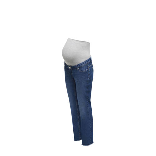 ONLY MATERNITY high waist zwangerschapskleding slim fit jeans dark blue denim afbeelding