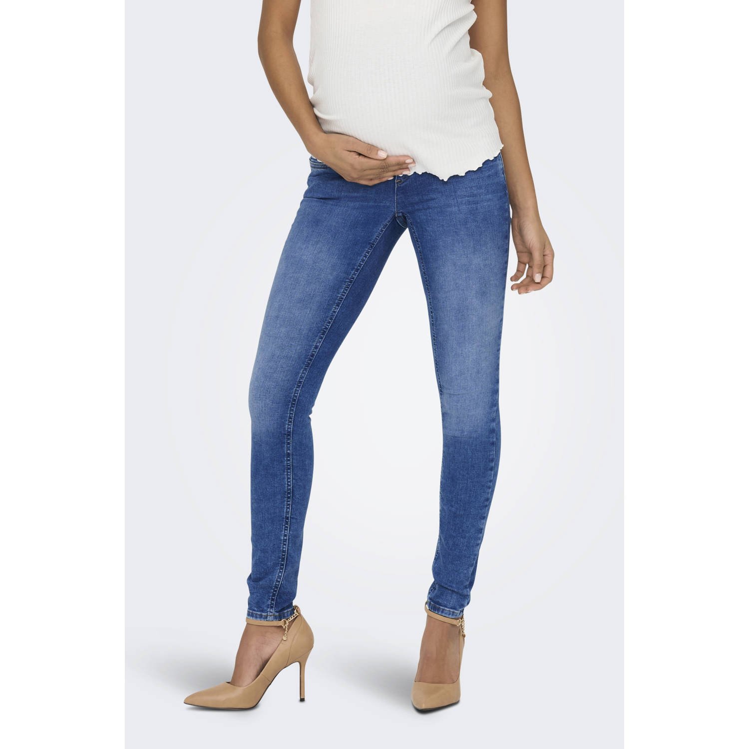 ONLY MATERNITY high waist zwangerschapskleding skinny jeans medium blue denim