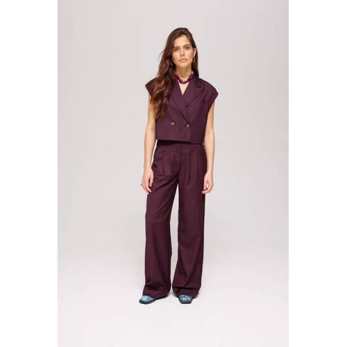 HARPER & YVE straight high waist broek donkerpaars afbeelding