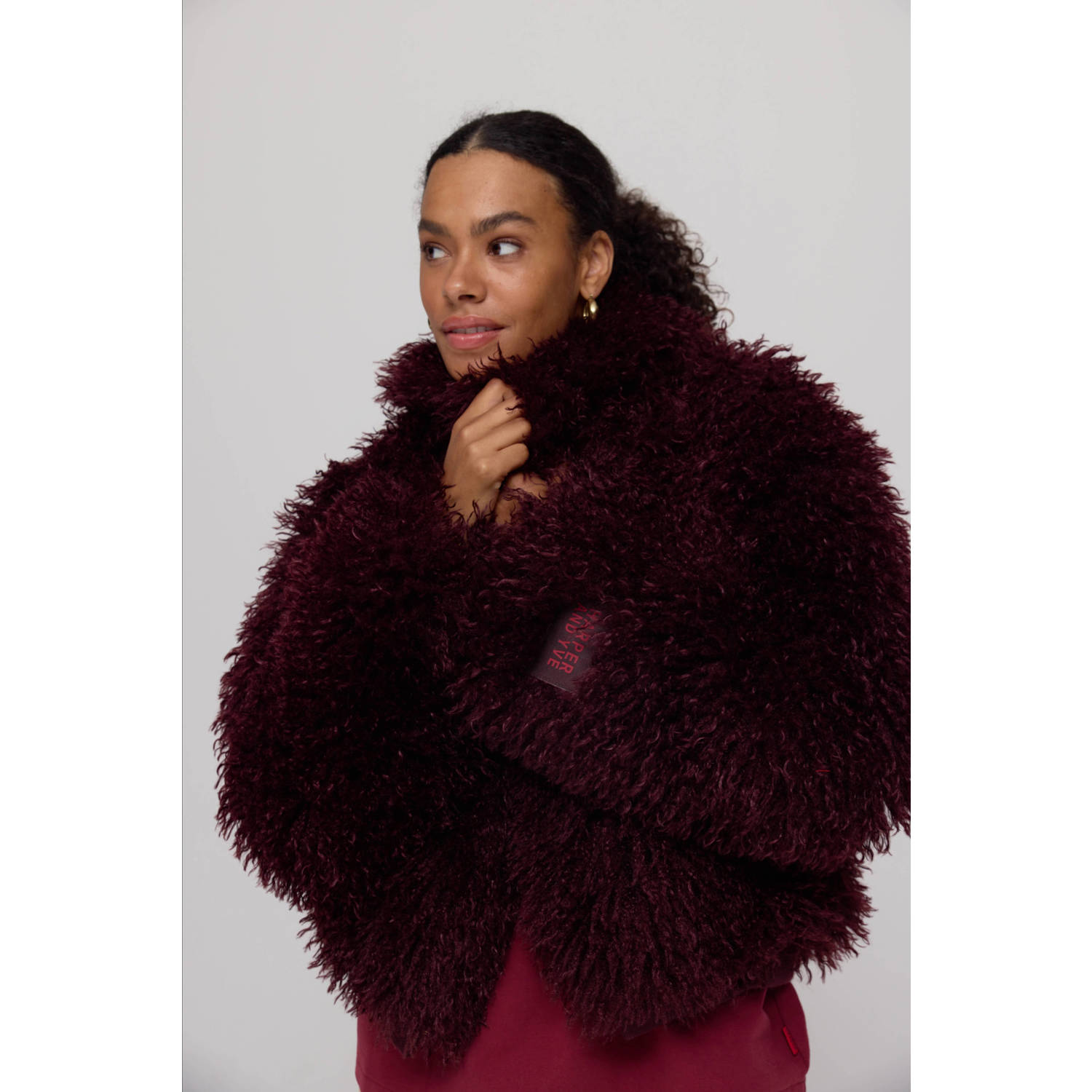 HARPER & YVE faux fur jas donkerrood