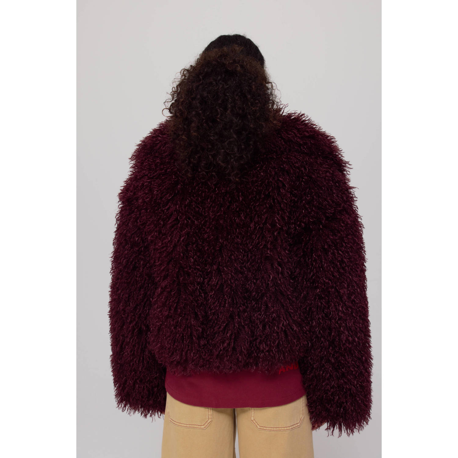 HARPER & YVE faux fur jas donkerrood