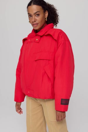 gewatteerde jas rood