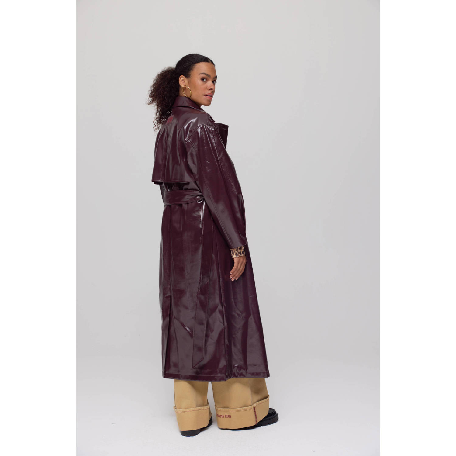 HARPER & YVE lak imitatieleren trenchcoat donkerrood