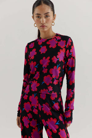 gebloemde top roze