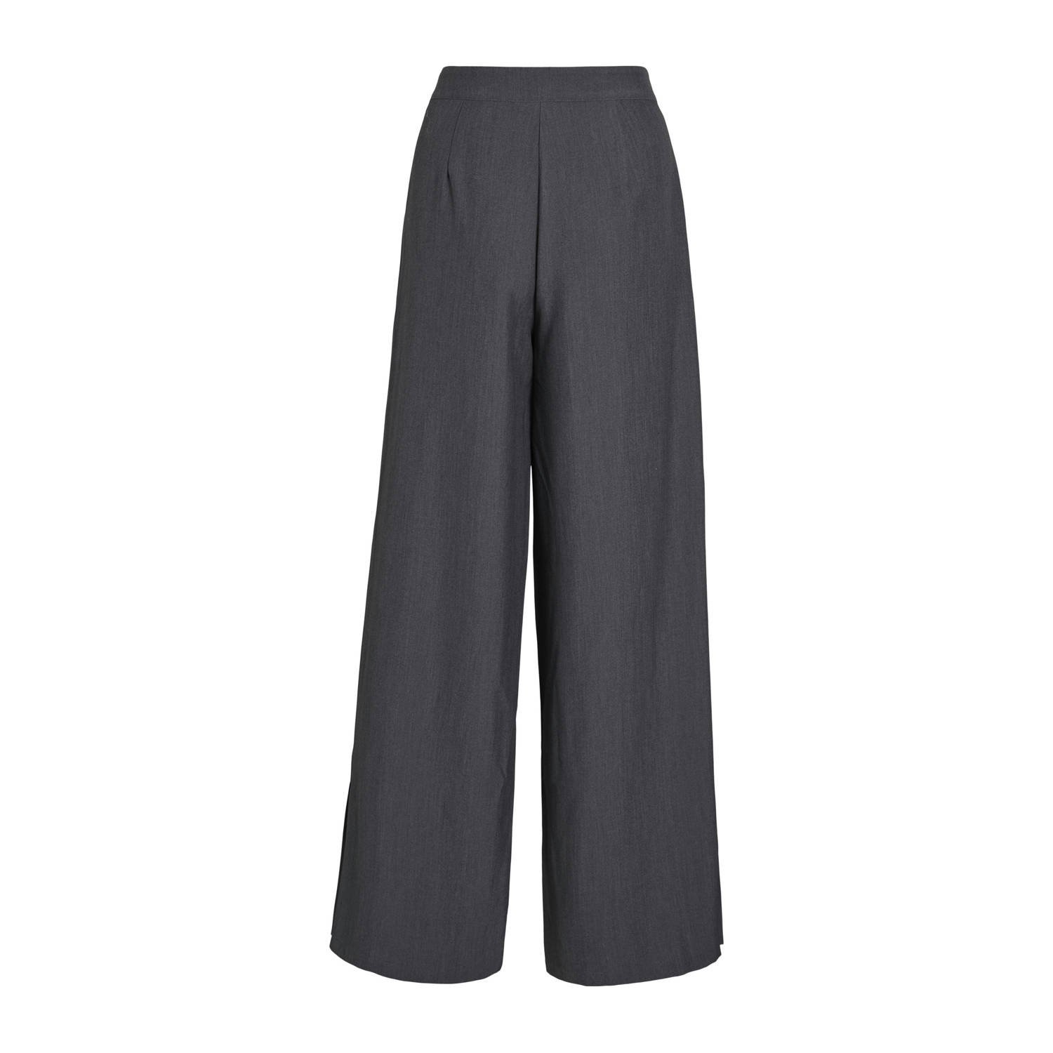 VILA wide leg high waist casual broek grijs