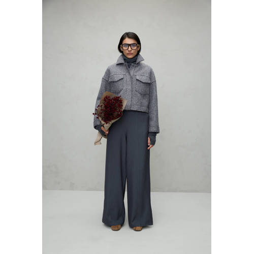 VILA wide leg high waist casual broek grijs afbeelding