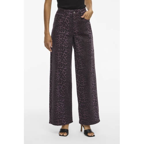 VILA high waist wide leg jeans donkerpaars afbeelding