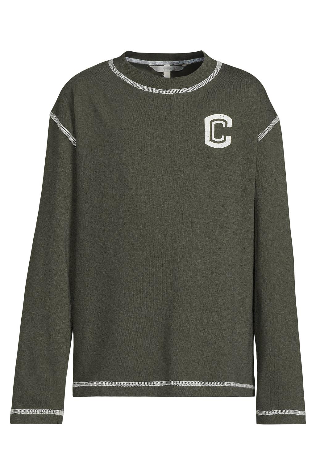 Kakikleurige jongens Coolcat relaxed overlock longsleeve logo Danny van katoen met lange mouwen en ronde hals