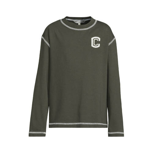 Coolcat relaxed overlock longsleeve met C logo Danny khaki afbeelding