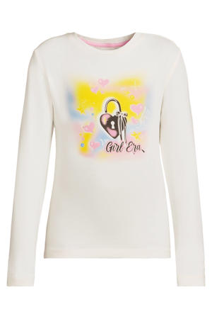 longsleeve met Girl Era print Laura crème