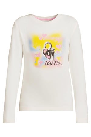longsleeve met Girl Era print Laura crème