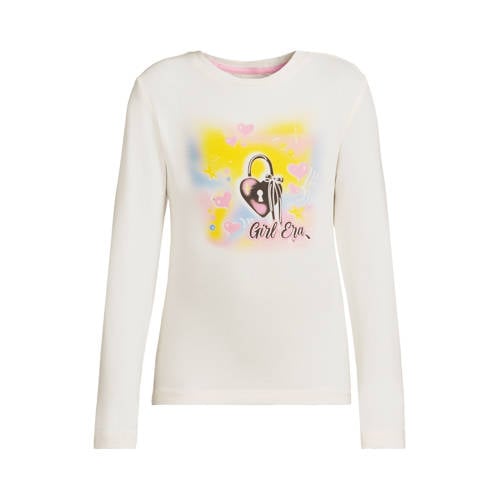 Coolcat longsleeve met Girl Era print Laura crème afbeelding