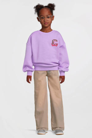 oversized sweater met printopdruk Nora lila