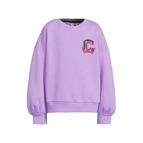 Coolcat oversized sweater met printopdruk Nora lila afbeelding