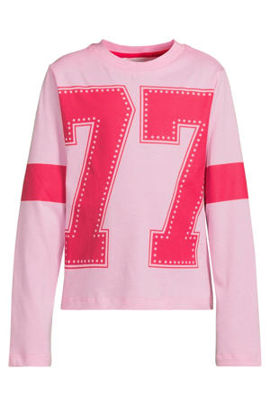 longsleeve met letter 77 printopdruk Johanna roze