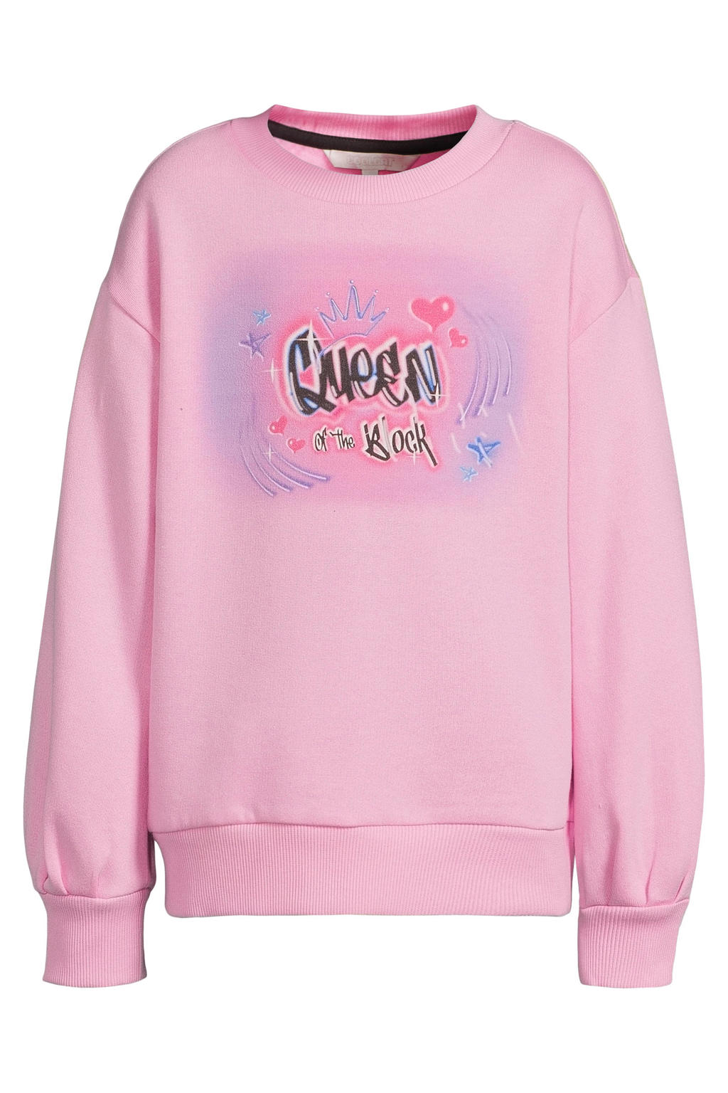 Roze meisjes Coolcat fleece sweater of the Block Graffiti print Lotte met lange mouwen en ronde hals