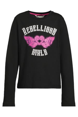 longsleeve met Rebellious Girls print Michelle zwart