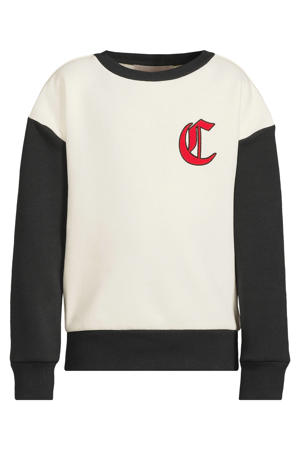 colourblock sweater met printopdruk Ace off-white/zwart