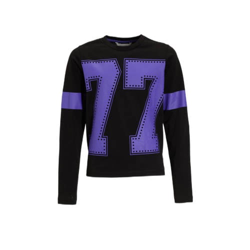 Coolcat longsleeve met letter 77 printopdruk Johanna zwart afbeelding