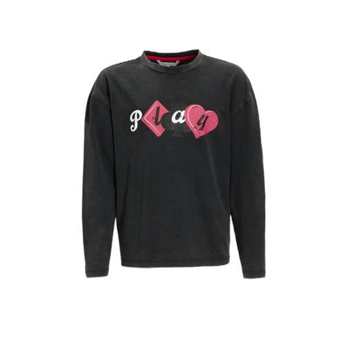 Coolcat longsleeve met printopdruk Noor donkergrijs afbeelding