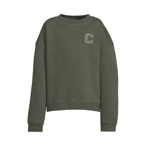Coolcat oversized fleece sweatshirt met C logo Tyler khaki afbeelding