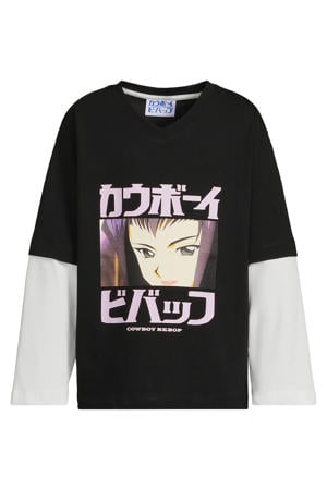 longsleeve met Cowboy Bebop licence printopdruk zwart