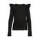 Coolcat geribde longsleeve met ruches Megan zwart
