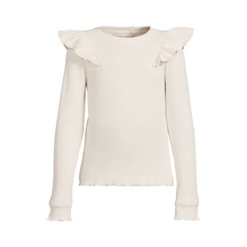 Coolcat geribde longsleeve met rushes Megan crème afbeelding