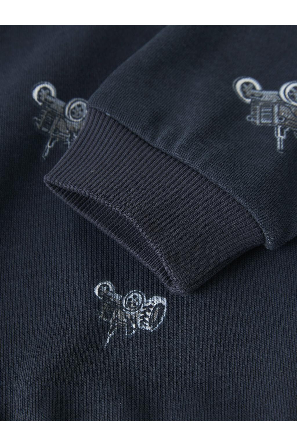 Donkerblauwe jongens NAME IT MINI sweater met lange mouwen, ronde hals en geribde boorden