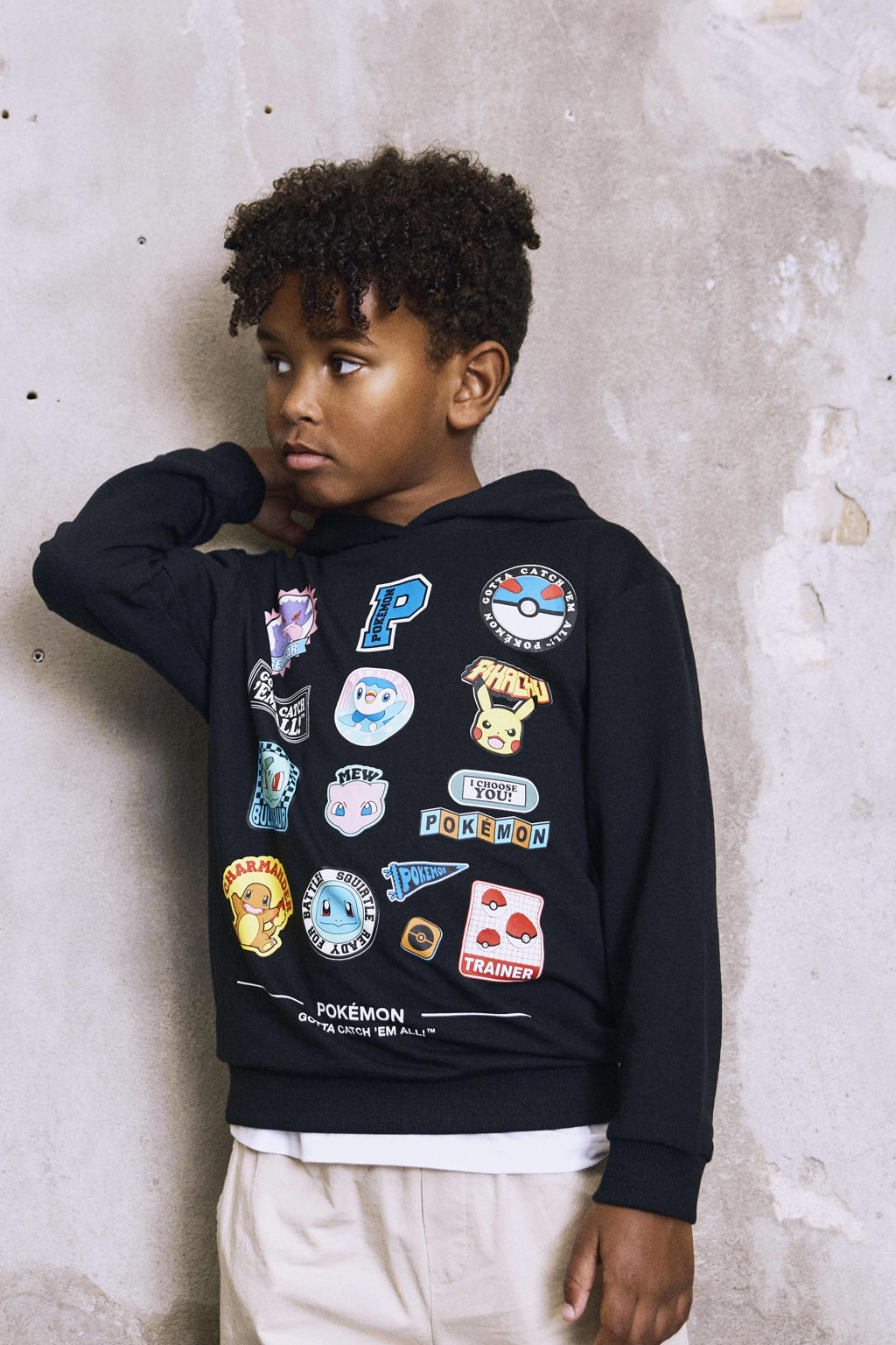 Zwarte jongens NAME IT KIDS Pokemon hoodie van sweat materiaal met lange mouwen en capuchon